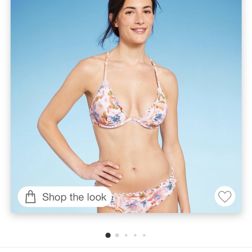 Womens ruffle underwire bikini top Shade and Shore size 34B NWT